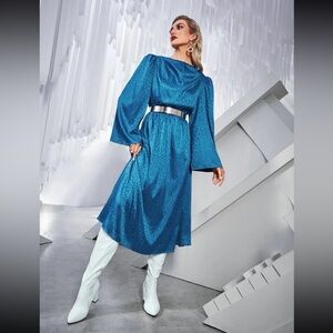 Blue Leopard Midi Dress